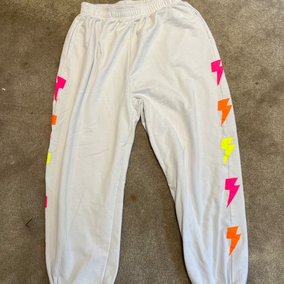 White Neon lightning bolt sweatpants - Picture 1 of 1